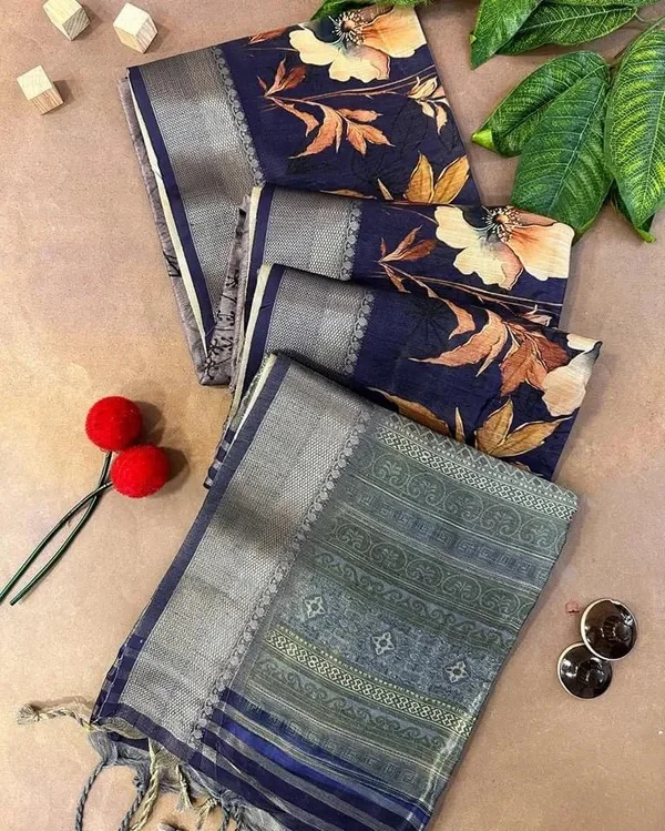 Product ID: EFe6Wkya  superior desi soft silky tussar sarees with ombre scheme body and over it floral conceptual prints 2