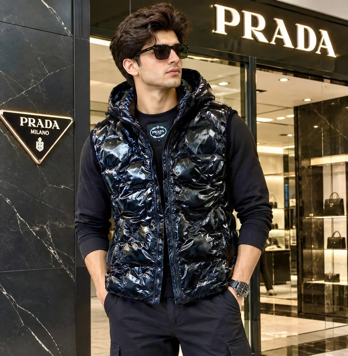 PRADA Leather Shine Puffer Jacket 5