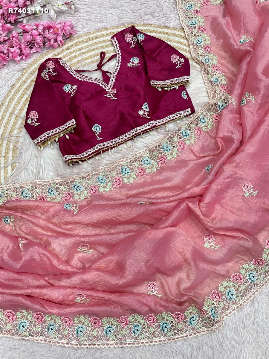 RK ethinics...Fabric: Soft Gold karsh Fabric  Blouse : Mono Banglori Fabric With Multi Embroidery Work (Stich blouse 38_42) 3