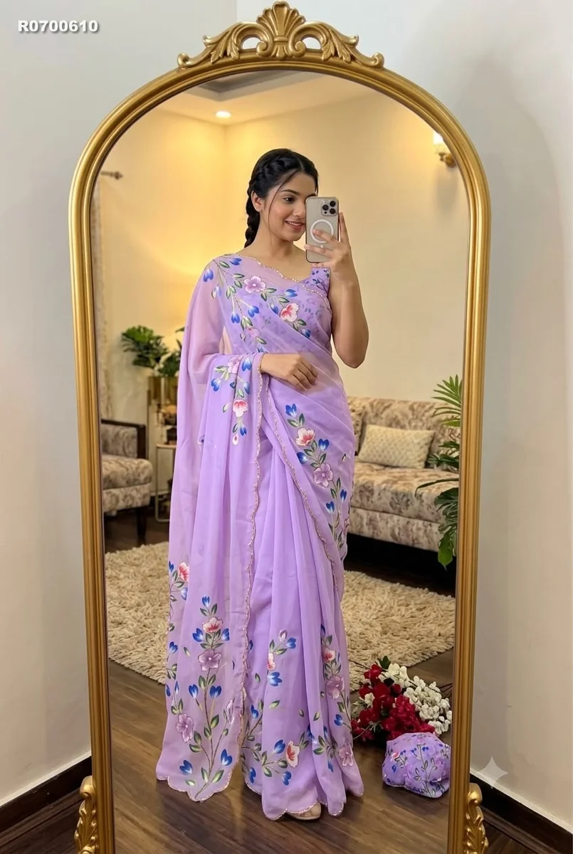 RK ethinics...saree with beautiful heavy Work Saree With Blouse 4