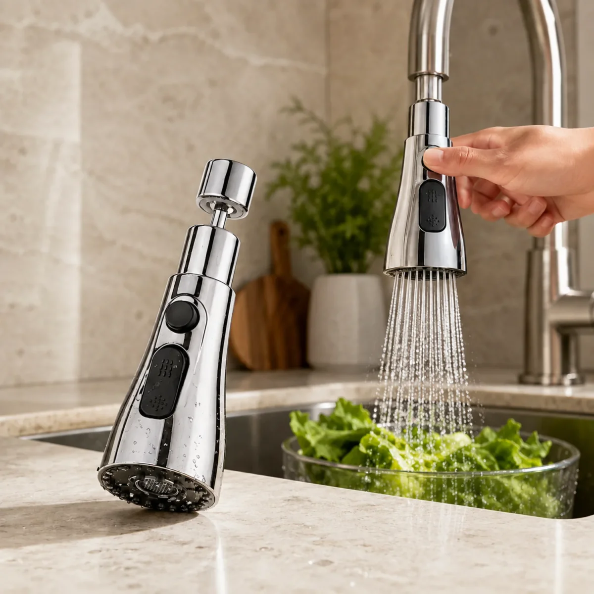 Kitchen Faucet Sprayer – 3-Function Pull Down |   SKU 15166_kitchen_sink_faucet_aerator_1pc  DSIN 15166