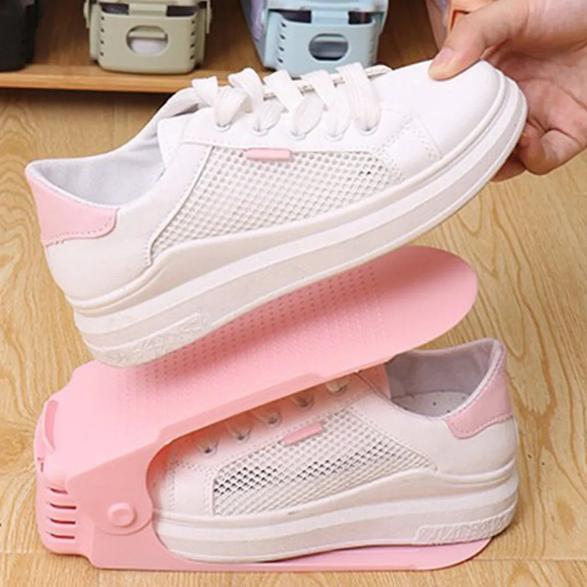 Adjustable Shoe Organizer – Folding Space Saver | Velvet Organizers   SKU 7277_adjustable_shoe_holder  DSIN 7277