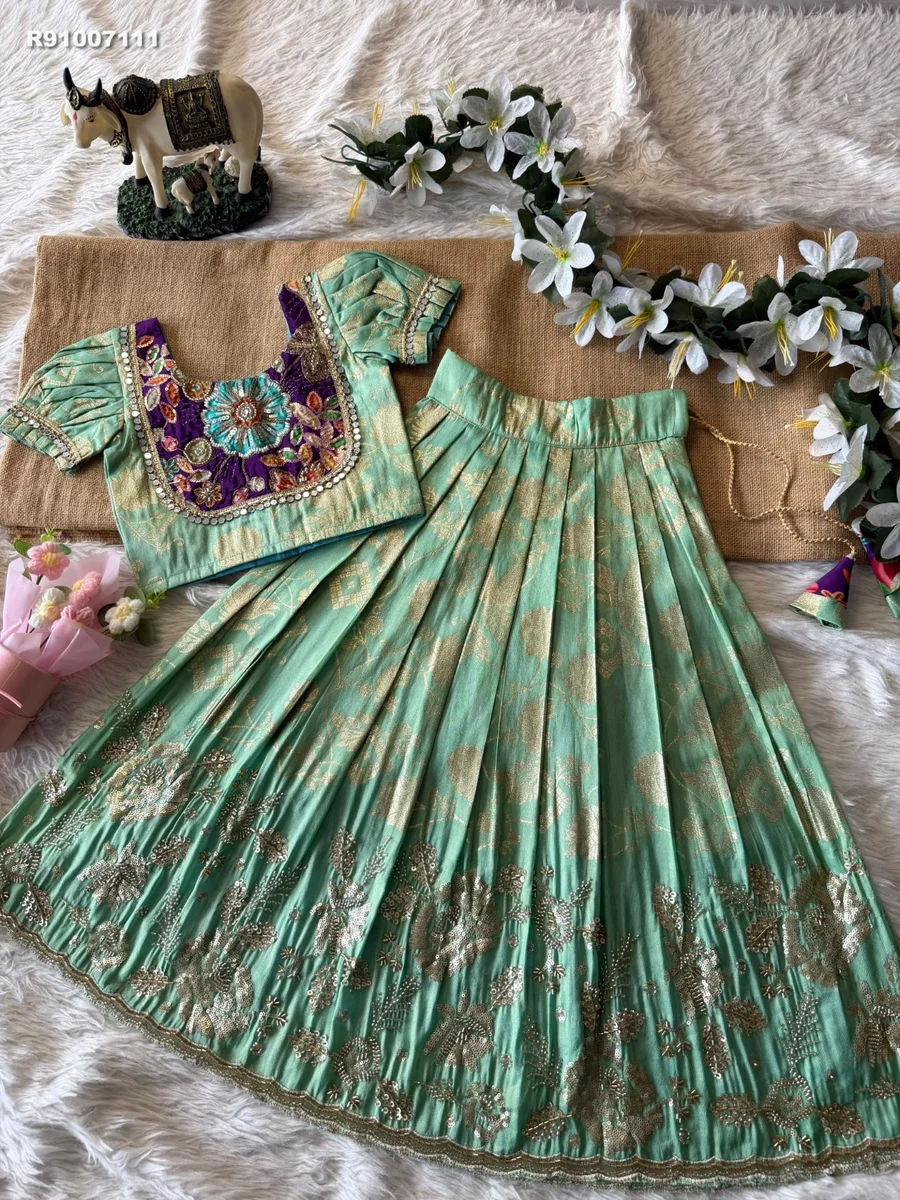 RK ethinic...Speciality:- Position print with maggam work  Beautiful kids dress