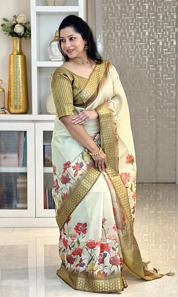 Product ID: whVci0Ih  Soft Tissue Silk sarees with Beautiful Digital Print With Attractive Border & Rich Pallu Wit 4