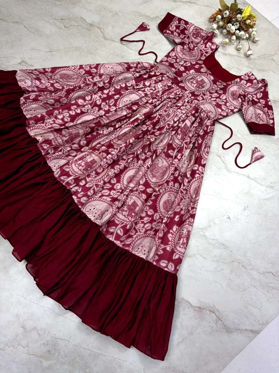 RK Ethinic .....Launching Traditional Kalamkari Frocks with a Stylish Contrast Color Fusion 6