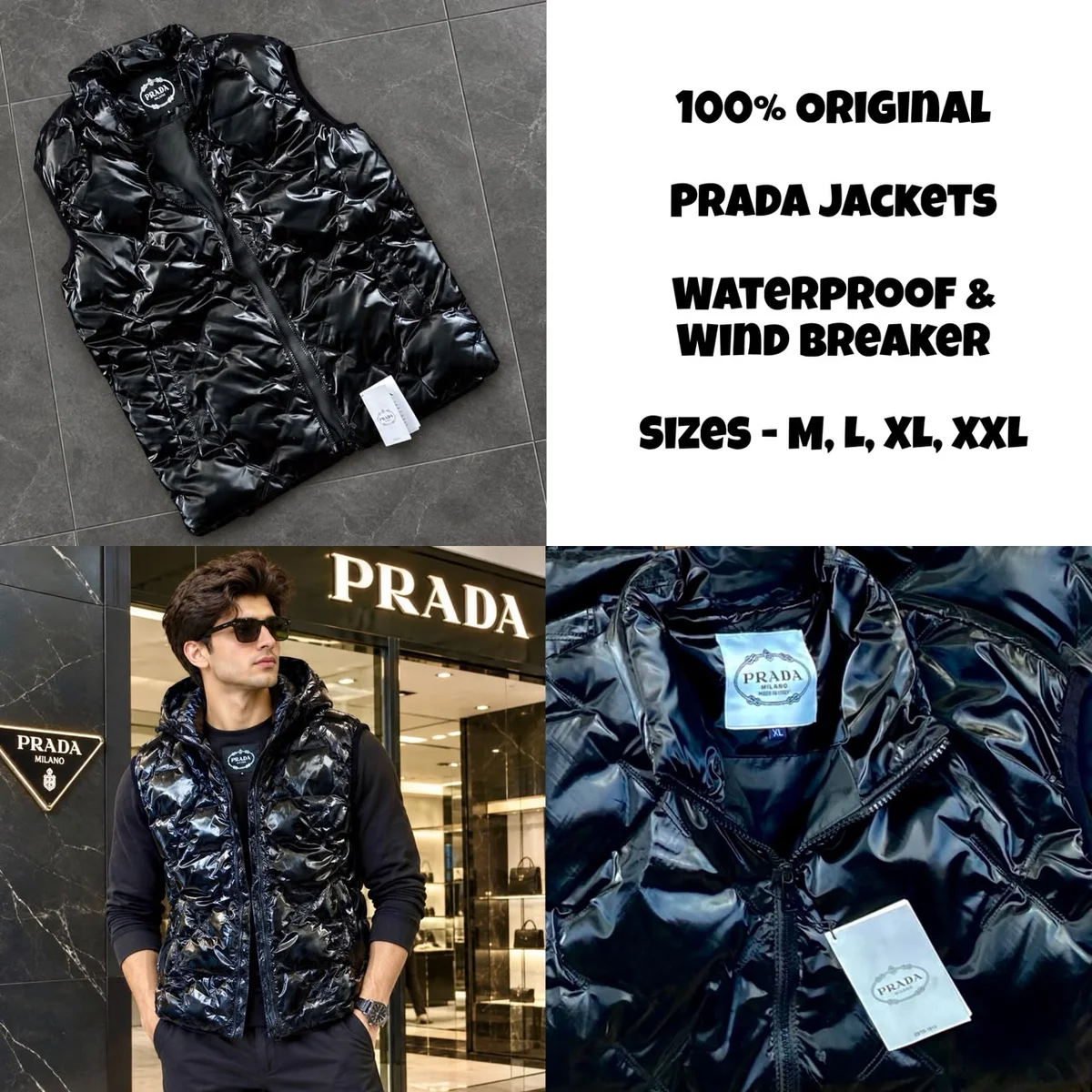 PRADA Leather Shine Puffer Jacket