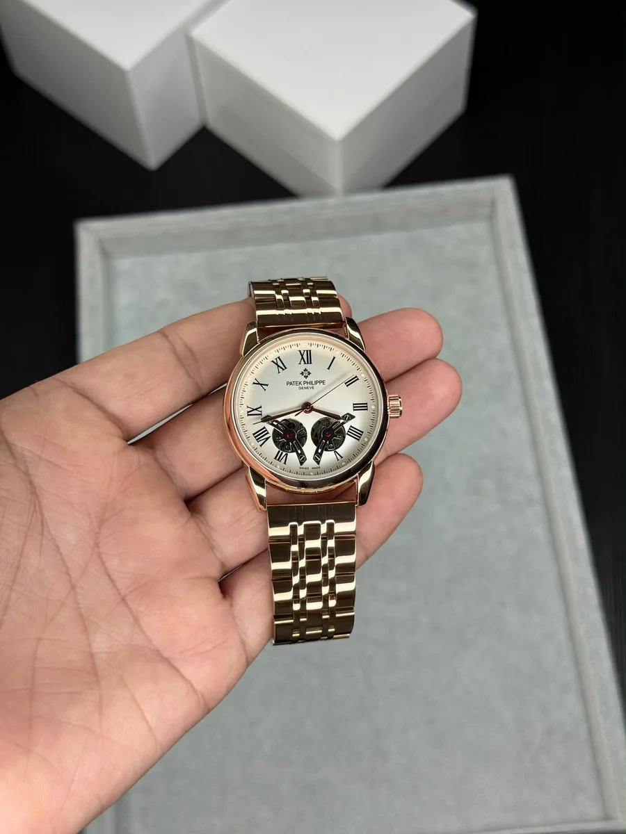 Patek philippe Mens Luxury Skeleton Automatic Mechanical Wrist Watch