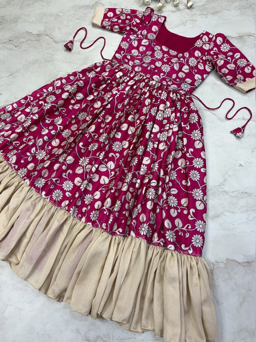 RK Ethinic .....Launching Traditional Kalamkari Frocks with a Stylish Contrast Color Fusion 8