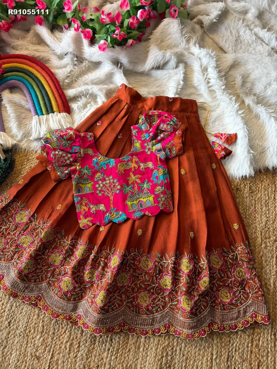 RK ethinics....  Lehenga :- Soft rangoli crush fabric with floral cutdana work 4