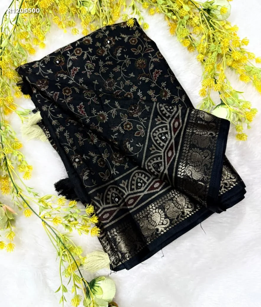 RK ethinics ...AJRAKΗ  havy marsh mellow self  SOFT GEORGET  JEQURD VIEWING saree 5