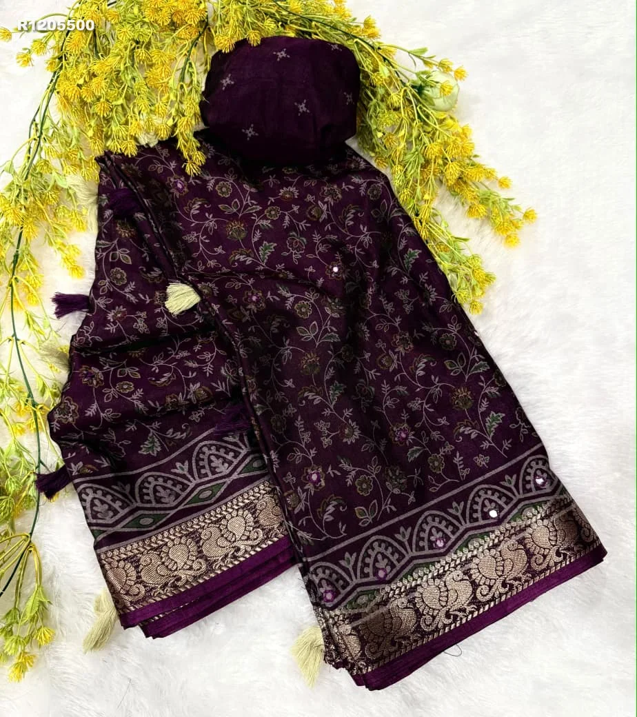 RK ethinics ...AJRAKΗ  havy marsh mellow self  SOFT GEORGET  JEQURD VIEWING saree 4
