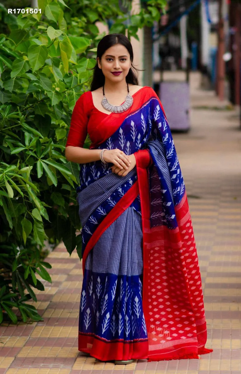 RK ethinics....Community admin  Fabric - Plain Linen  Work - Digital Print.  Saree length - 6.30 Meter (With Digital Blouse)  Blouse Fabric - Plain Linen with digital print blouse 2