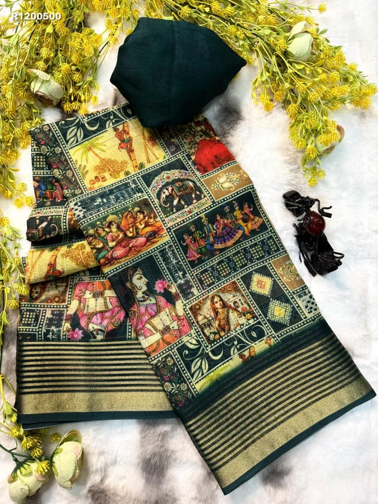 Rk ethinics...New uniform flowers special  IMPORTED DULL MOSS SILK QUALITY saree 3