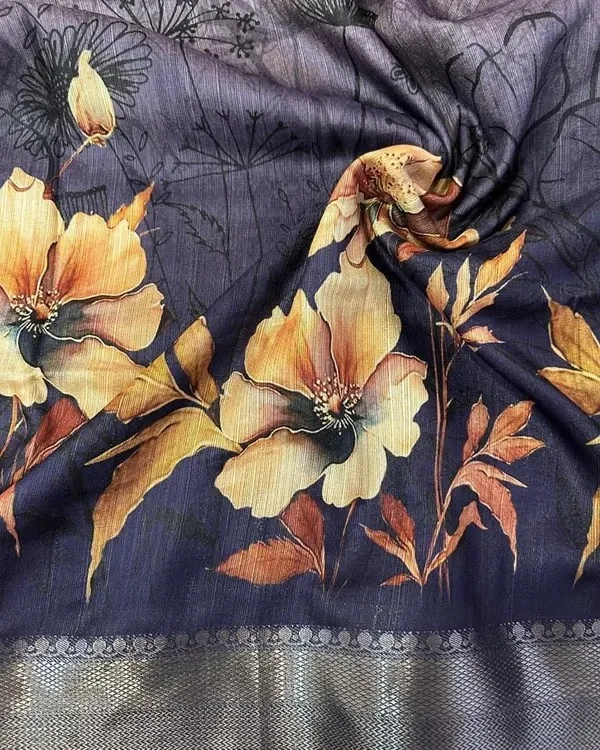 Product ID: EFe6Wkya  superior desi soft silky tussar sarees with ombre scheme body and over it floral conceptual prints 4