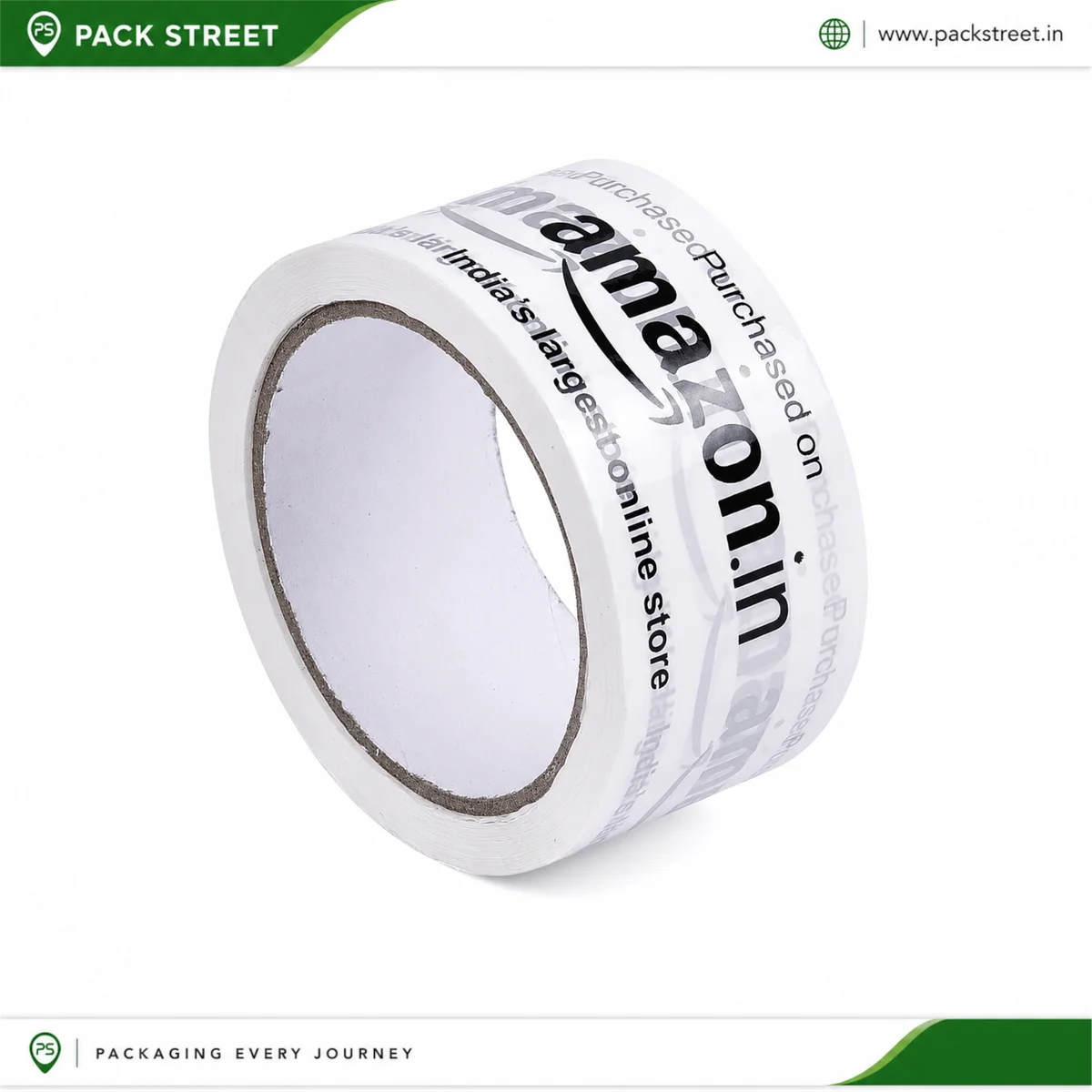 Amazon Printed 2 Inch White BOPP Packing Tape (40 Micron, 65m)