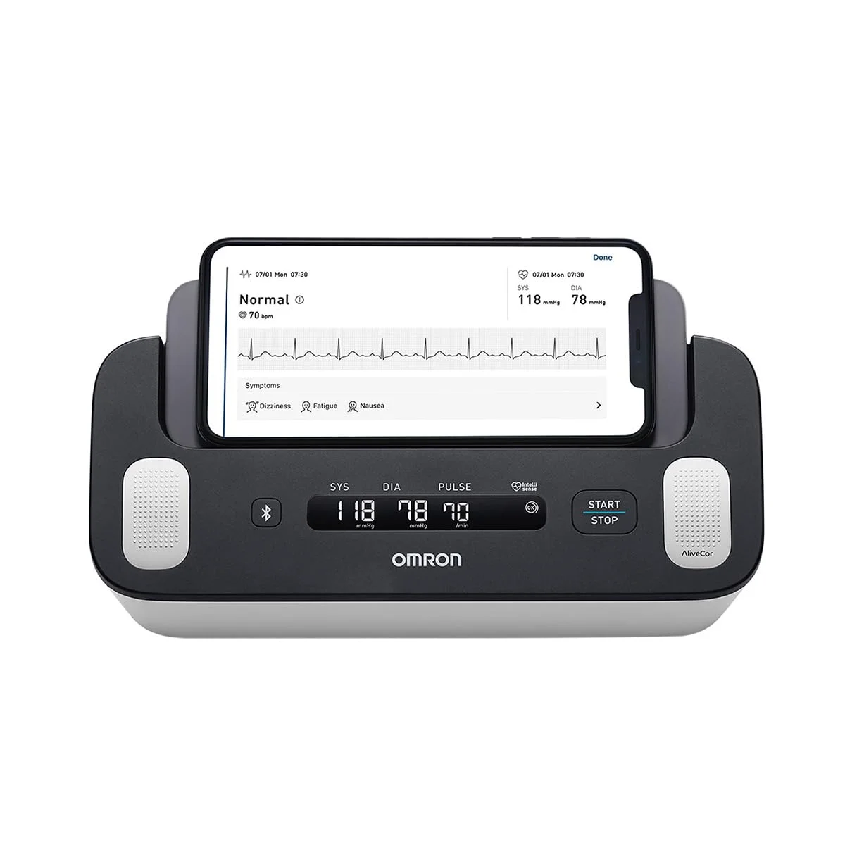 Omron Complete ECG Machine + BP Monitor Built in Bluetooth Technology; AFib, Tachycardia, Bradycardia & Hypertension Monitoring