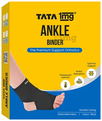 Tata 1mg Ankle Binder, Ankle Support for Pain Relief, Injuries and Inflammation, Ankle Protection Guard Post Cast Care and Post Operation Large