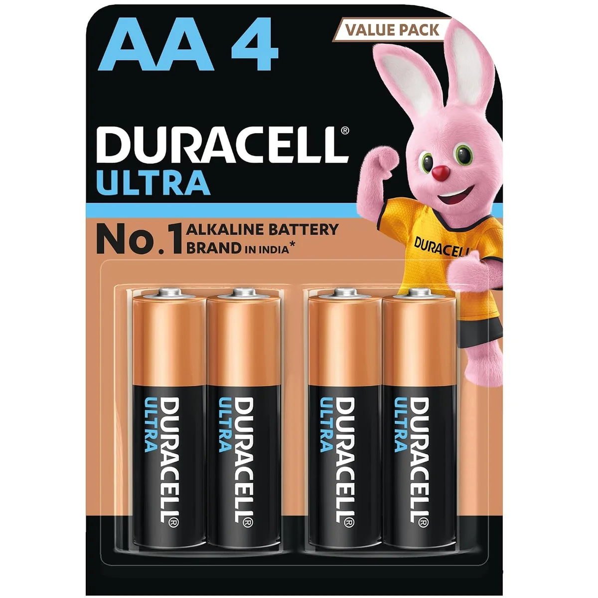 Duracell Ultra Alkalline AA Battery, Pack of 4, High-Drain Devices, Digital Camera, Toys, Electric Toothbrush, Smart Locks