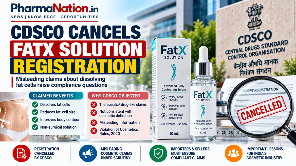 CDSCO Cancels FatX Solution Registration Over Misleading Claims: Key Lessons for India’s Cosmetic Industry