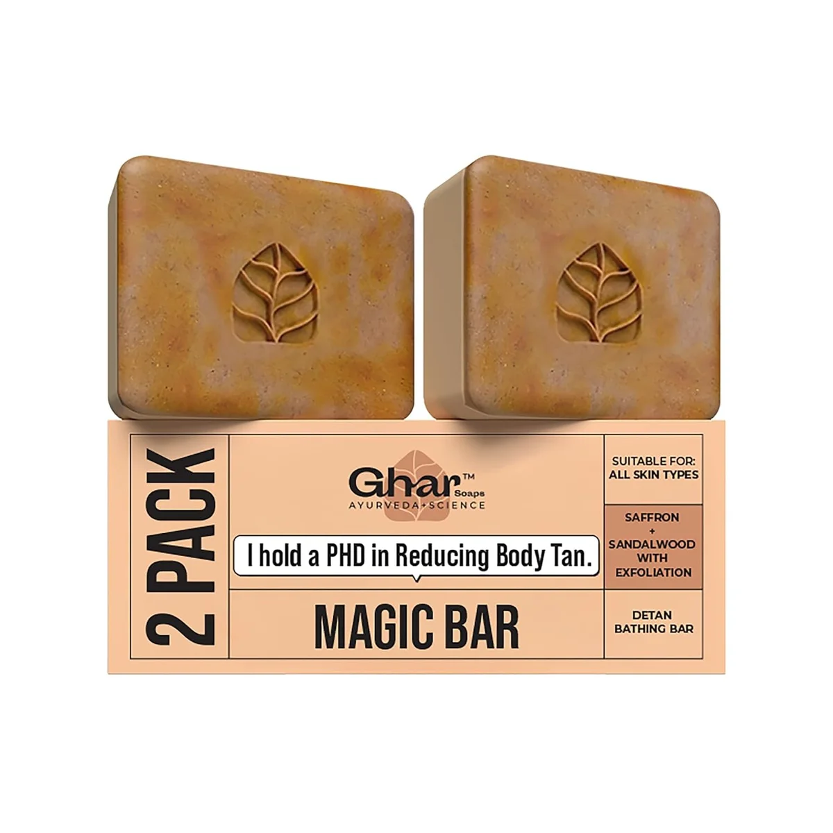 Buy Ghar Soaps Sandalwood & Saffron Magic Bar For Bath (100 Gms Pack Of 2) | Paraben Free | Chandan & Kesar Bath Soap |