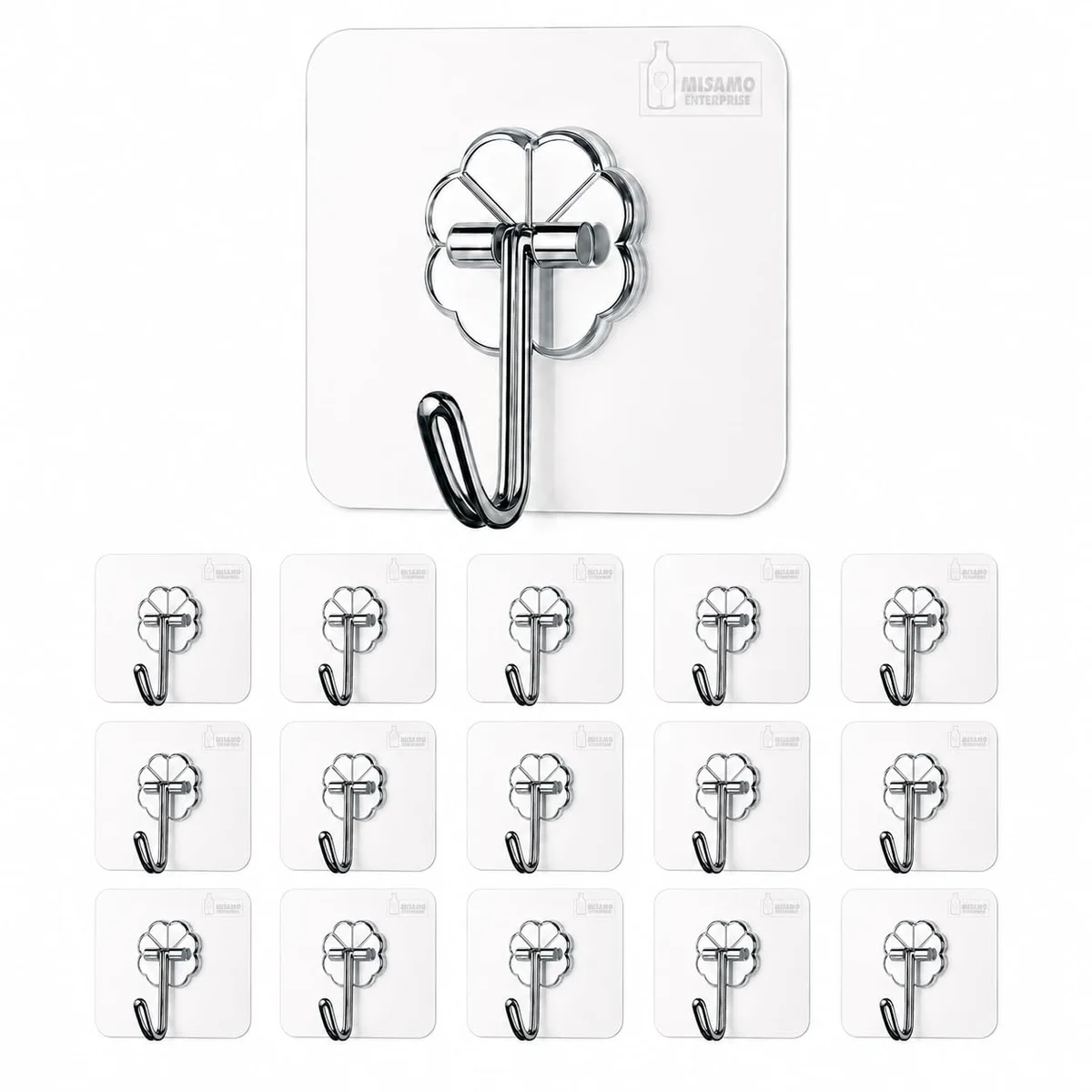 Misamo Enterprise PVC Wall Hooks, Pack of 30, Transparent