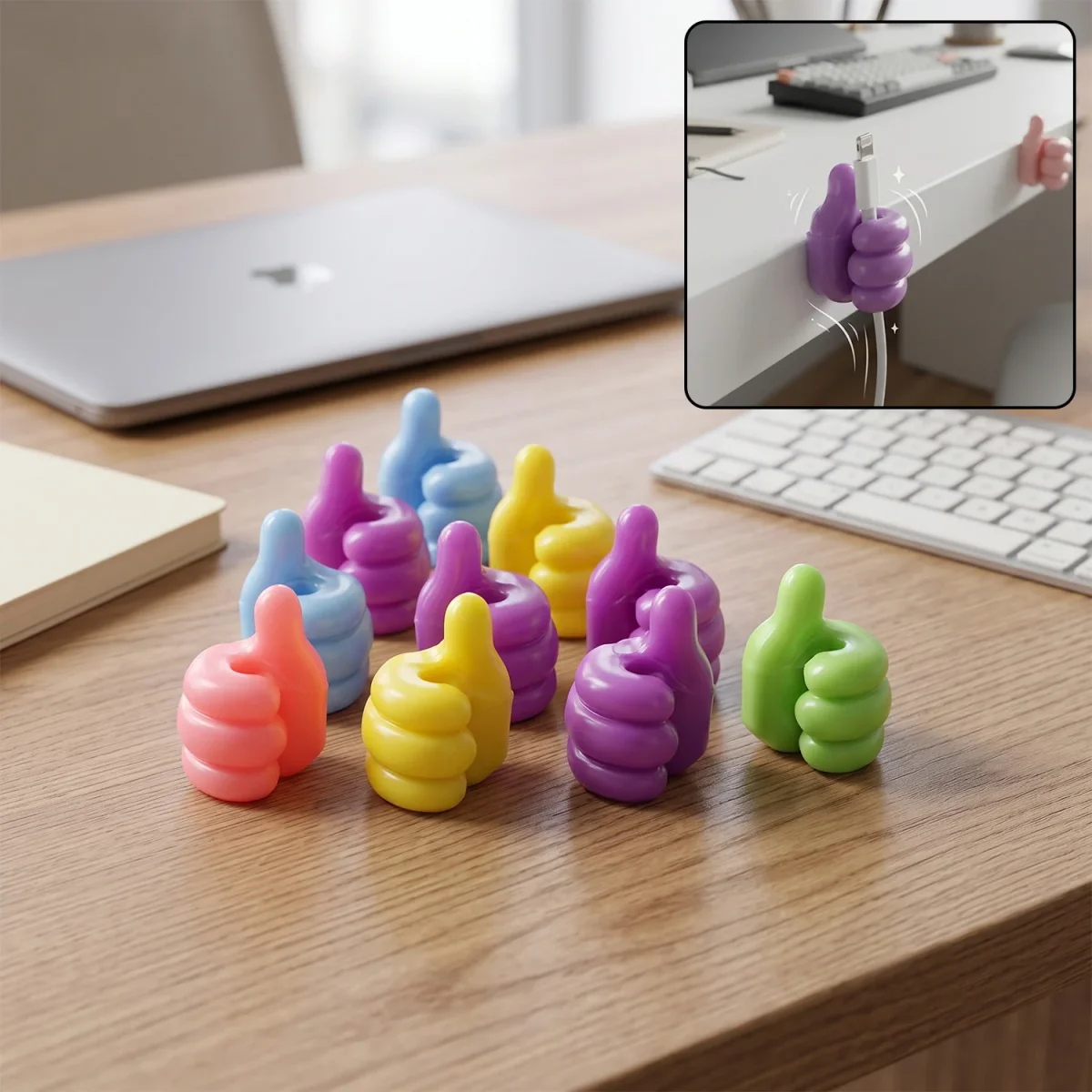 Colourful Thumb Shape Adhesive Wire Holder Clips for Cable Management Set