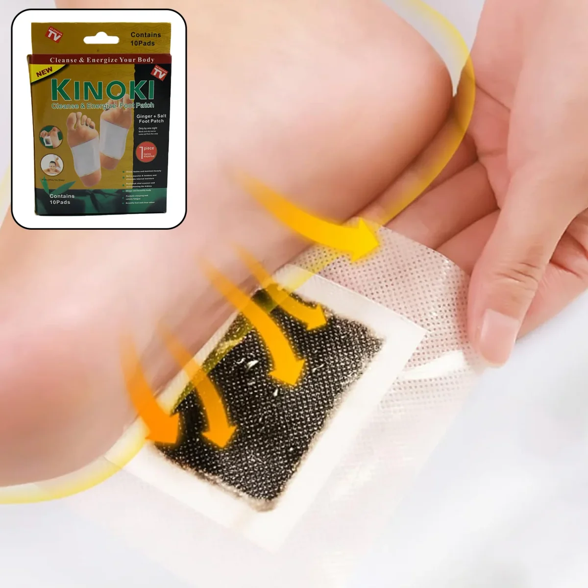kinoki Ginger & Salt Detox Foot Pads - 10 White Cleansing Patches