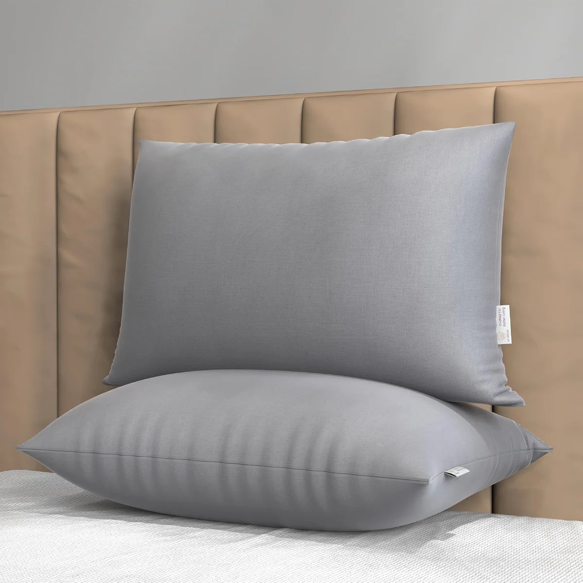 MY ARMOR Microfiber Pillows Set 2 | 6 Months Warranty | Grey