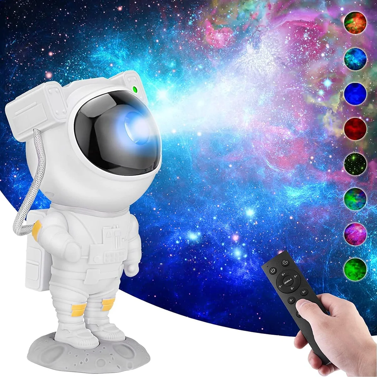 Desidiya Plastic Astronaut Light Projector 360ยฐ Galaxy Star Projector with Timer & Remote Control, Ideal for Bedroom Ceiling, Home Decor, and Parties (Corded Electric) White, LED