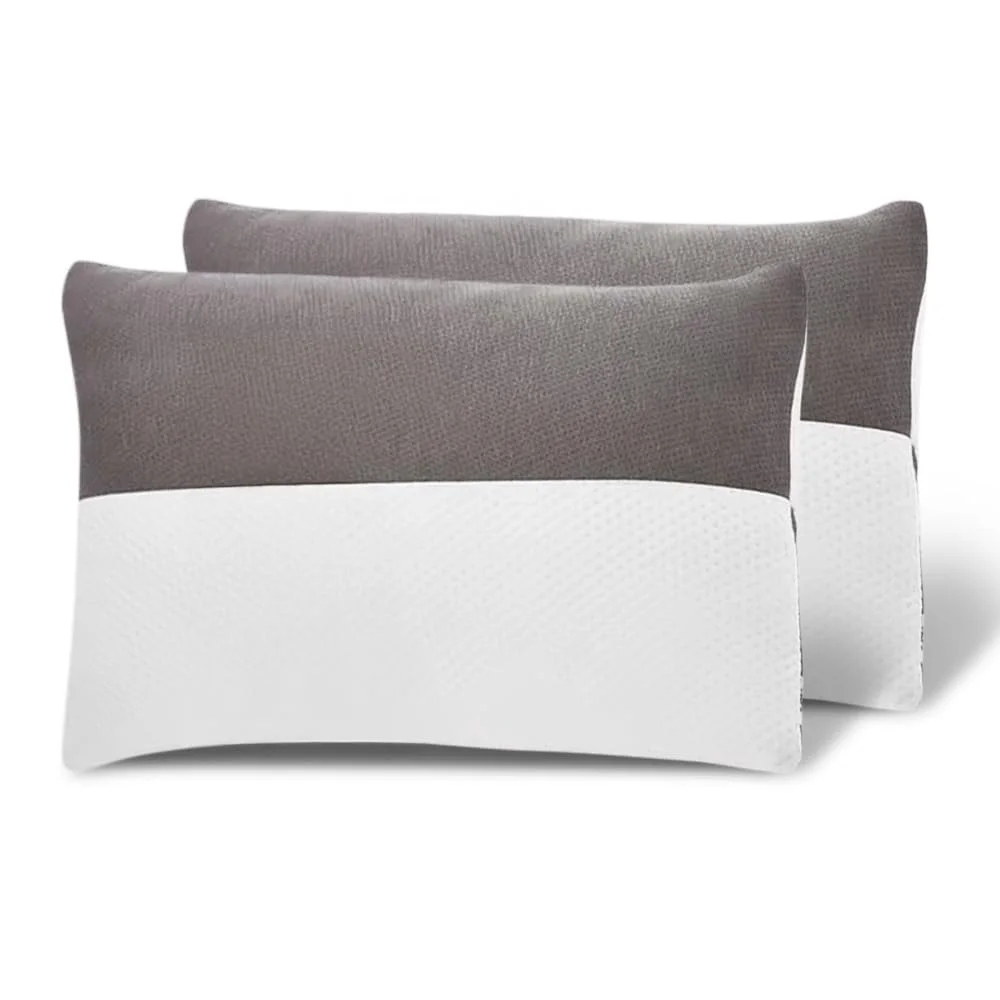 Wakefit Standard Sleeping Pillow Set of 2 with Adjustable Height | 27 x 16 Inch | Soft & Fluffy Siliconized Hollow Fiber Fill, Jacquard Cover with Zipper Closure, Free Extra Filling - White & Grey