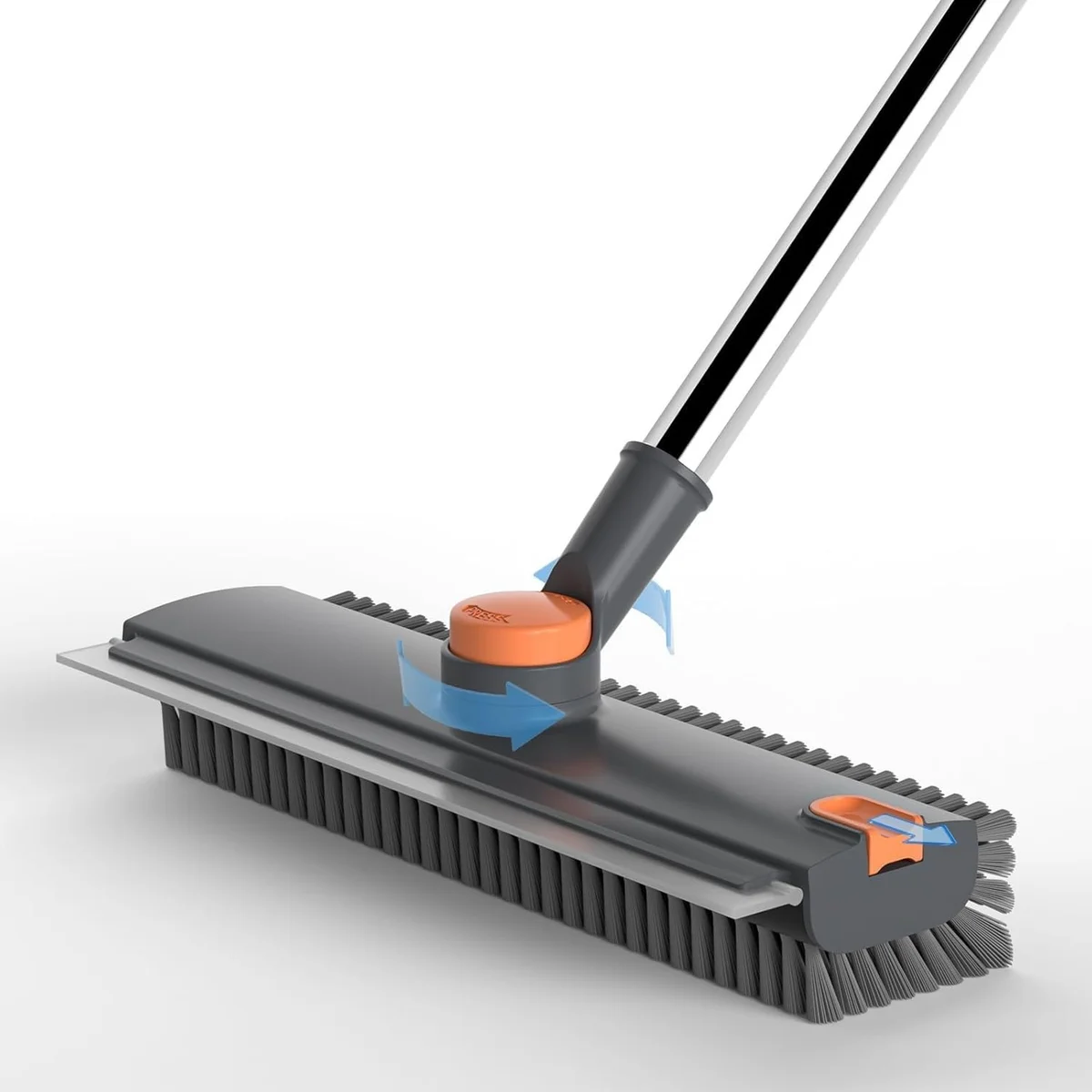DODGE 'N WOLVES 3 in 1 Bathroom Cleaning Brush with Wiper - Heavy Duty 52 inch Long Handle 360° Rotate Floor Scrubber Brush, Tiles Cleaning, Floor Scrub for Kitchen and Bathroom Wall (Dark Grey)