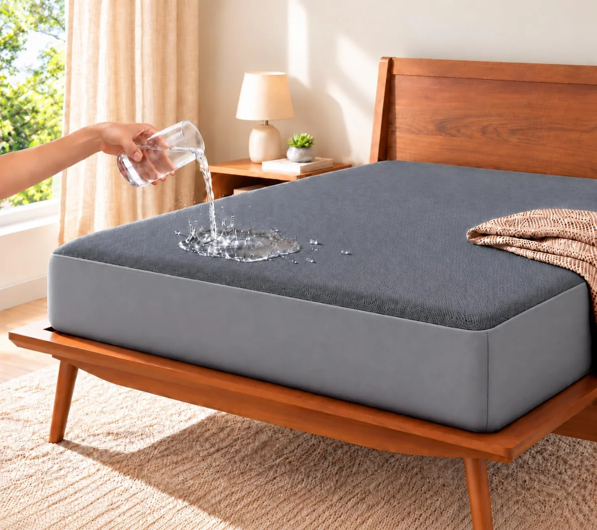 Trance 100% Waterproof Premium Mattress Protector for Double Bed King Size 78x72 Inches | Cotton Feel Mattresses Cover | Elastic Fitted | Fits Upto 10 Inch | Bed Protector Cover (78"x72" King Grey)
