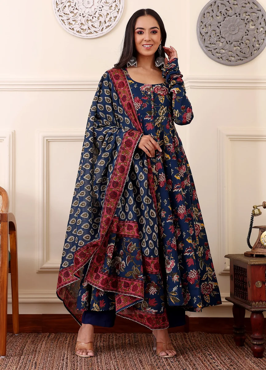 Trending Aastha Suit Printed Anarkali Dress | Kurti Pant Set 3 PCS