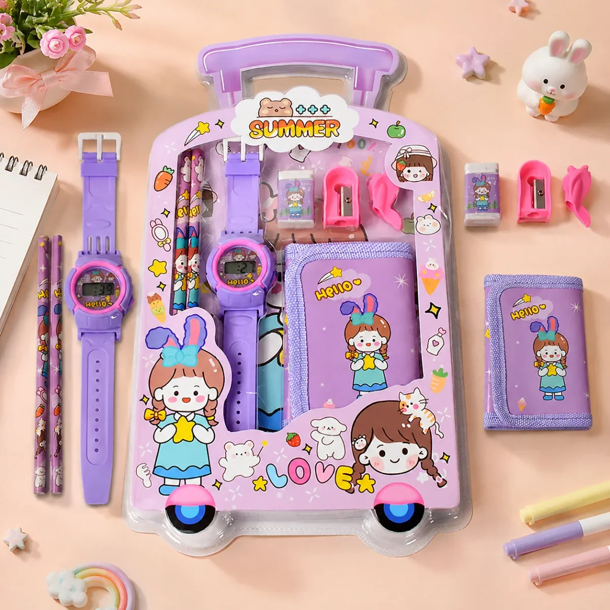 Kids Stationery Set – 7-in-1 School Kit for Girls & Boys | DeoDap