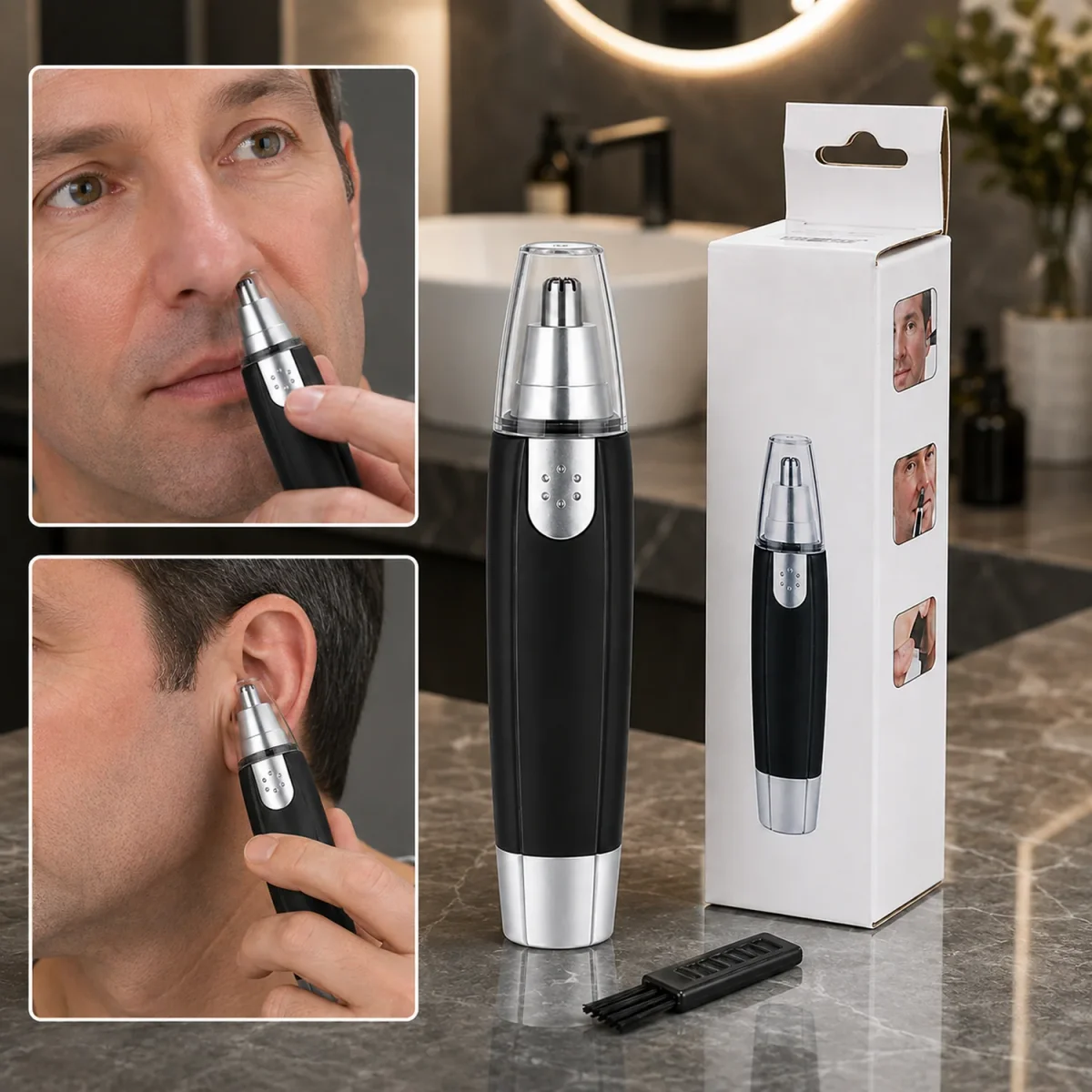 Ear & Nose Hair Trimmer – Painless, Battery-Operated | Calm & Curl