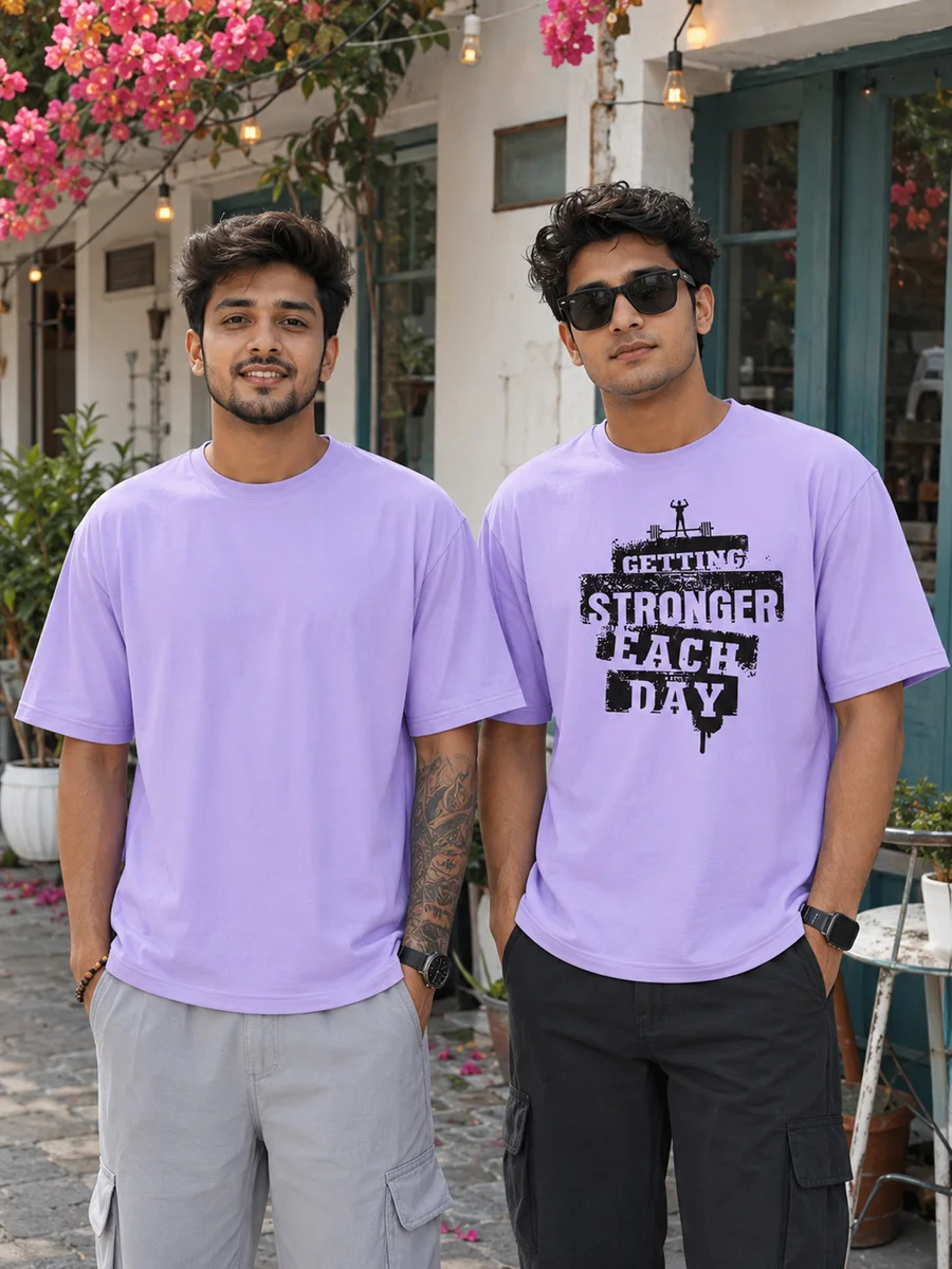 Pack of 2 Tee Town Men's Oversized Cotton Blend Stylish T-Shirt | Half Sleeve Round Neck Casual T-Shirt