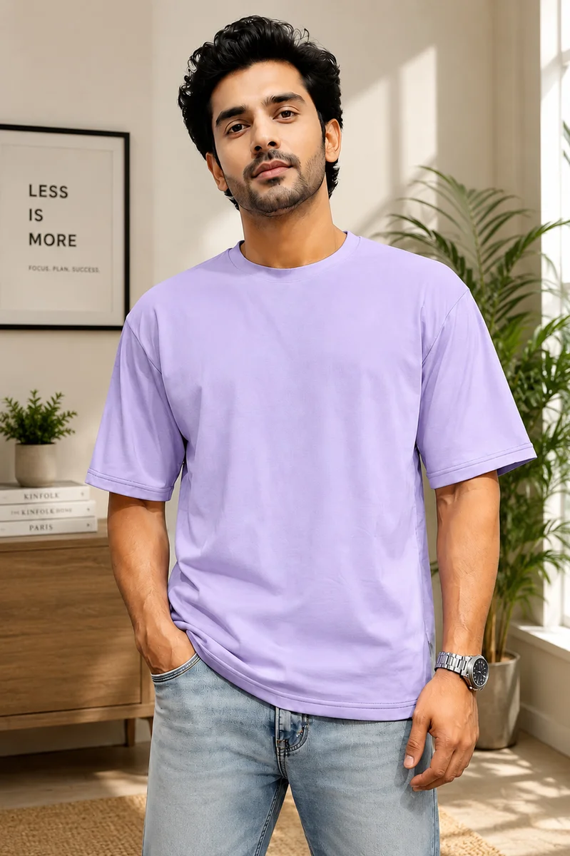 Tee Town Men's Oversized Cotton Blend Stylish T-Shirt | Half Sleeve Round Neck Casual T-Shirt