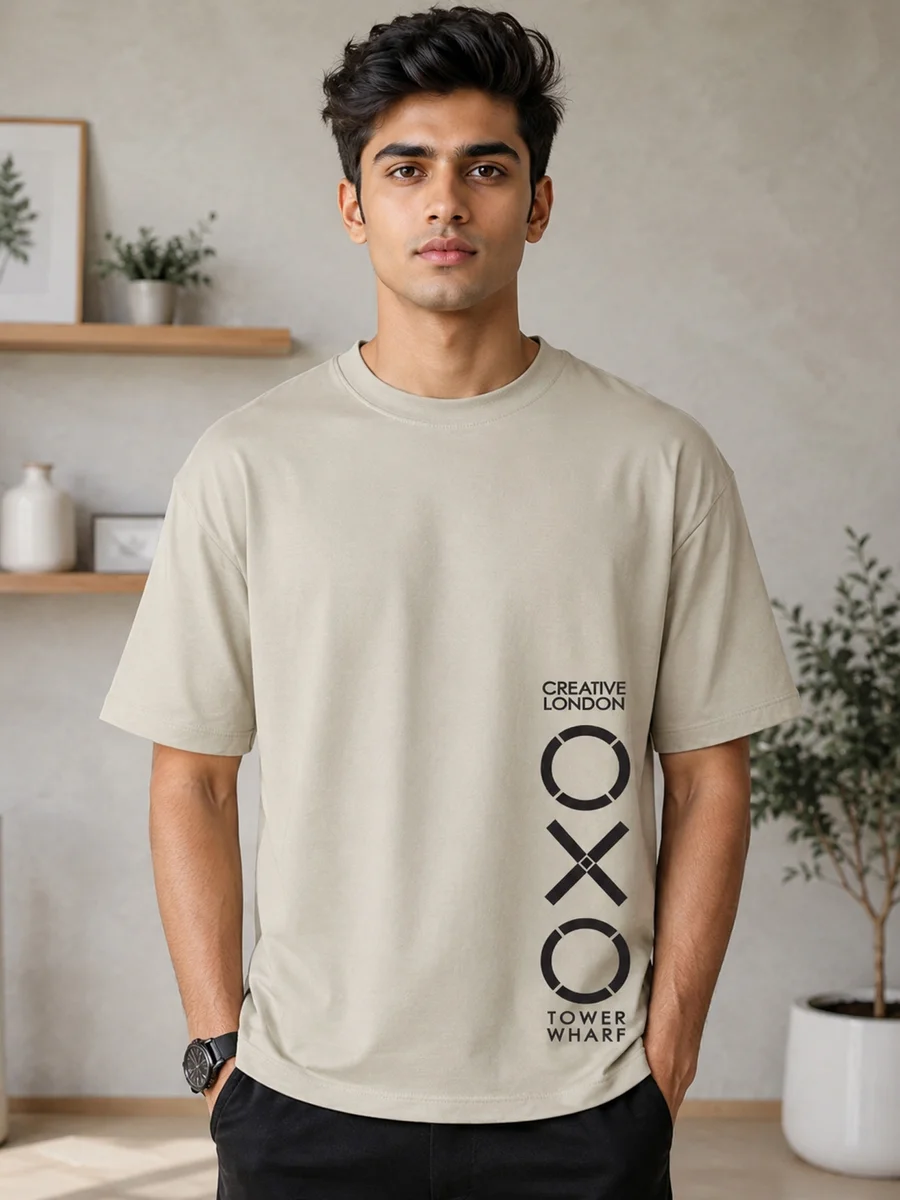 Tee Town Men's Oversized Cotton Blend Stylish T-Shirt | Half Sleeve Round Neck Casual T-Shirt