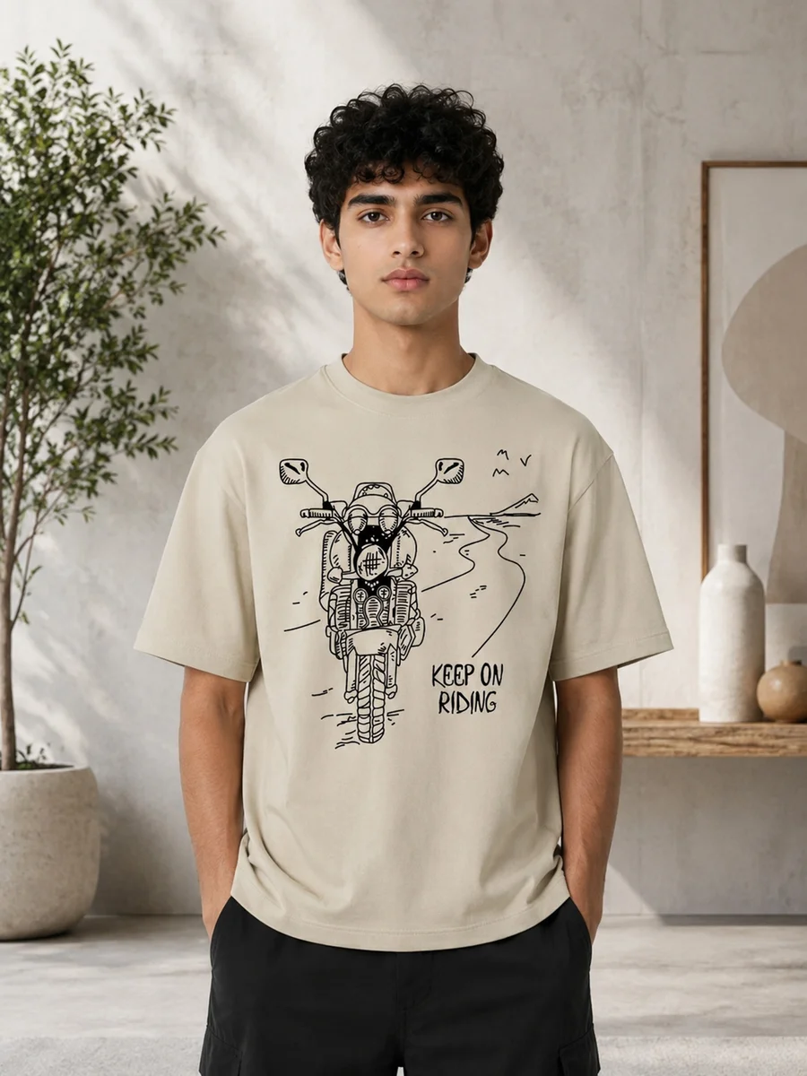 Tee Town Men's Oversized Cotton Blend Stylish T-Shirt | Half Sleeve Round Neck Casual T-Shirt