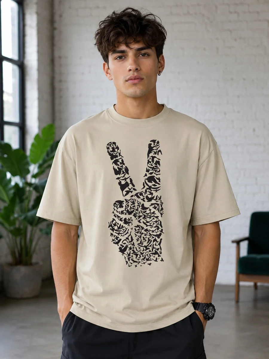 Tee Town Men's Oversized Cotton Blend Stylish T-Shirt | Half Sleeve Round Neck Casual T-Shirt