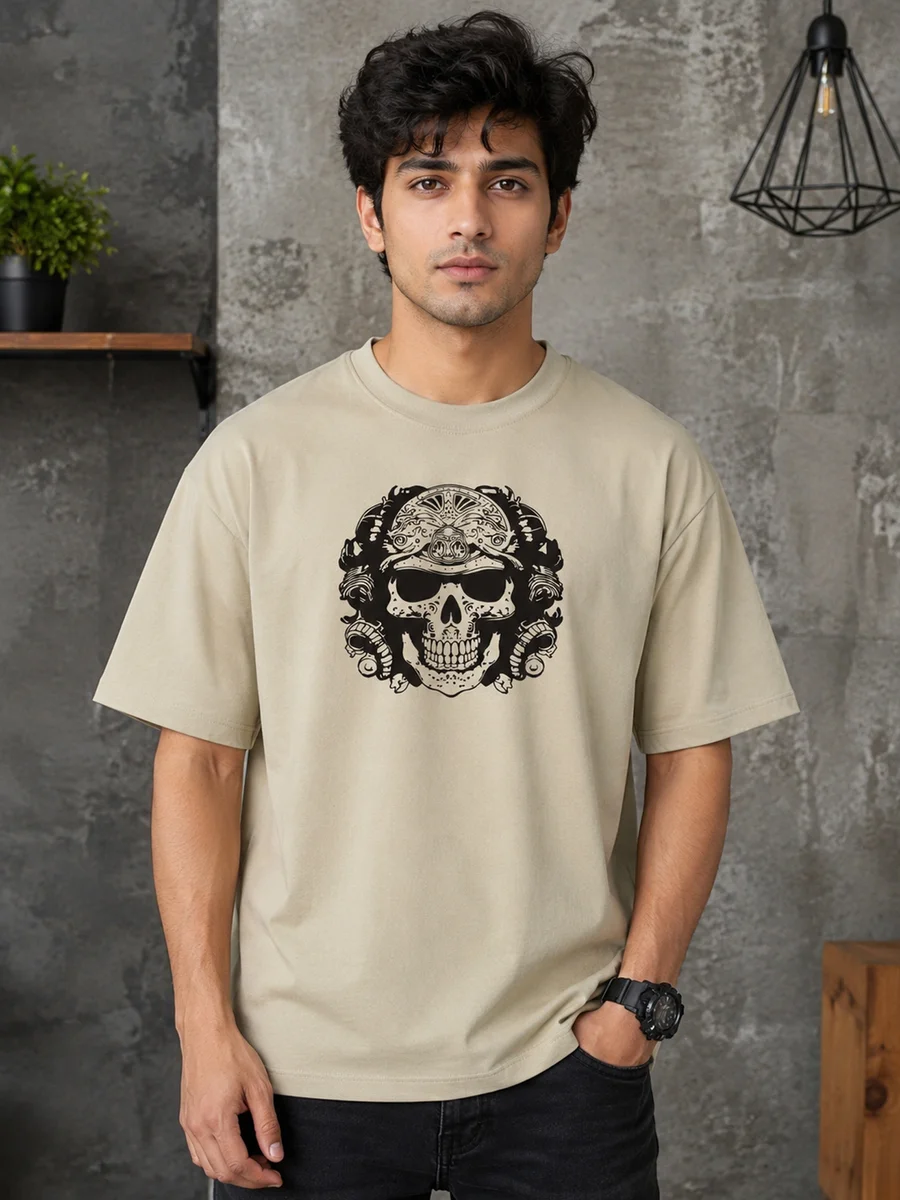 Tee Town Men's Oversized Cotton Blend Stylish T-Shirt | Half Sleeve Round Neck Casual T-Shirt