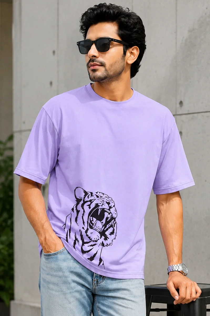 Tee Town Men's Oversized Cotton Blend Stylish T-Shirt | Half Sleeve Round Neck Casual T-Shirt
