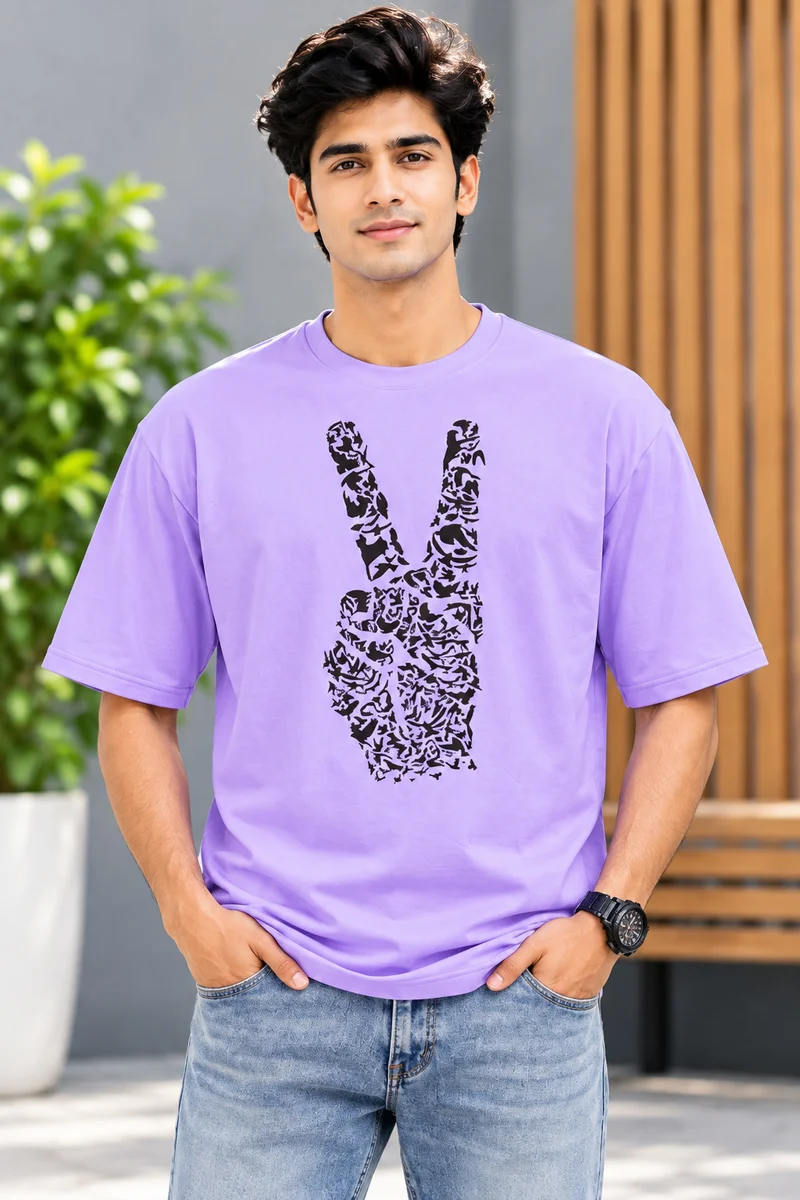 Tee Town Men's Oversized Cotton Blend Stylish T-Shirt | Half Sleeve Round Neck Casual T-Shirt