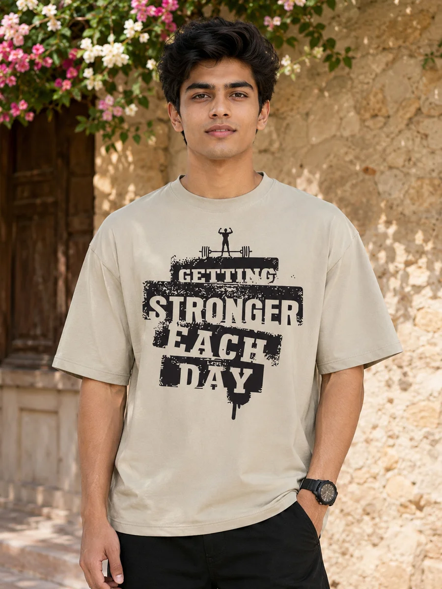 Tee Town Men's Oversized Cotton Blend Stylish T-Shirt | Half Sleeve Round Neck Casual T-Shirt