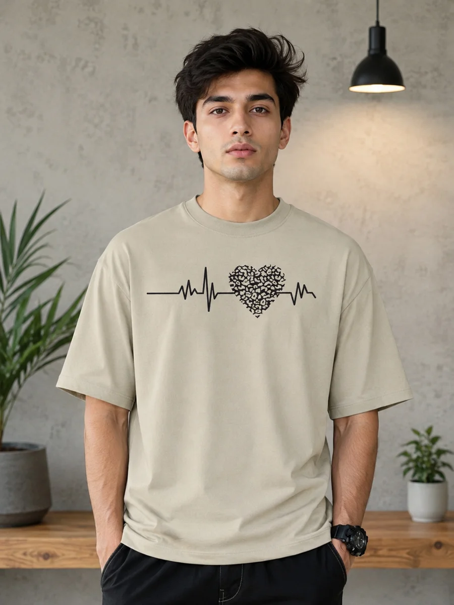 Tee Town Men's Oversized Cotton Blend Stylish T-Shirt | Half Sleeve Round Neck Casual T-Shirt