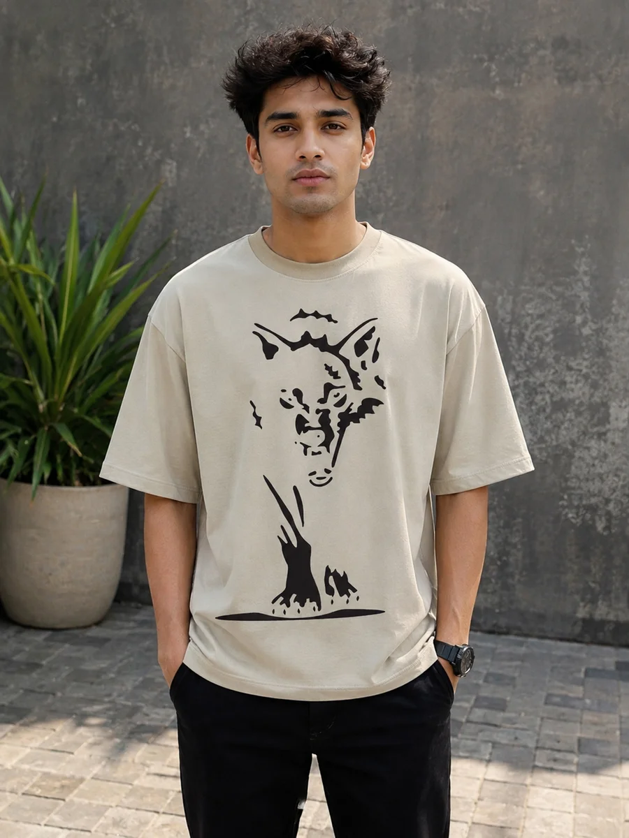 Tee Town Men's Oversized Cotton Blend Stylish T-Shirt | Half Sleeve Round Neck Casual T-Shirt