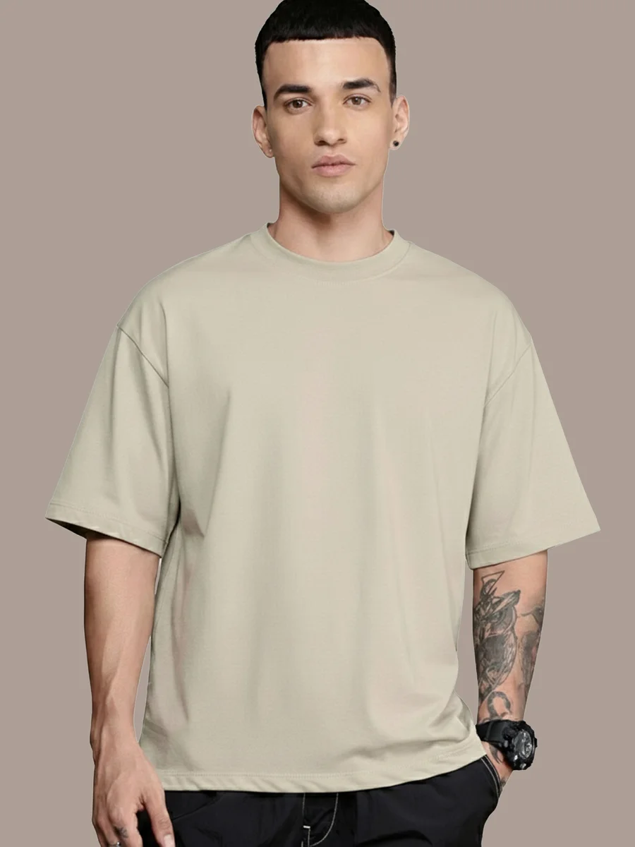 Tee Town Men's Oversized Cotton Blend Stylish T-Shirt | Half Sleeve Round Neck Casual T-Shirt