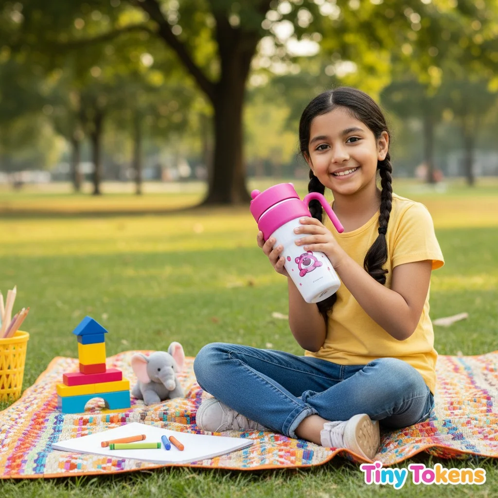 Lotso Bear Kids Water Bottle with Handle – Pink Character Design
