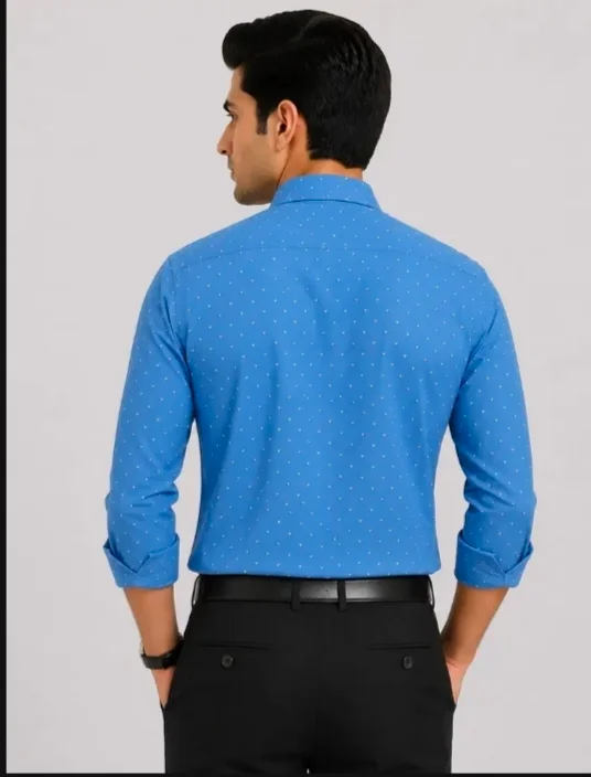 Dark blue mens printed causal printed Shirt