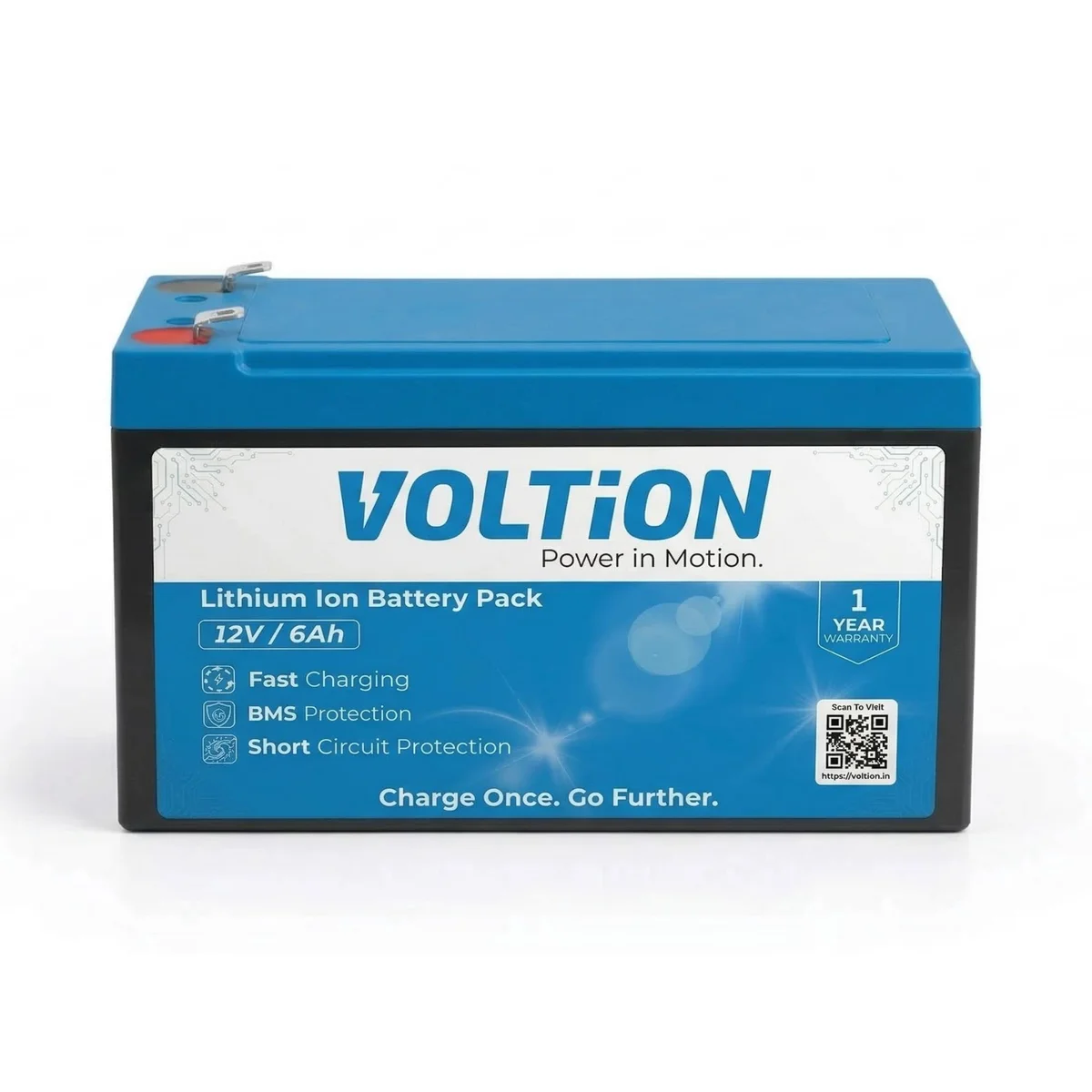 VOLTion 12V 6Ah LiFePO4 Lithium Battery for Agricultural Spray Pump, Solar Lights, UPS, Toys, etc.